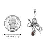 Sterling Silver Octopus Pendant with Round Gemstone by DiveSilver TP2633 - DiveSilver Jewelry